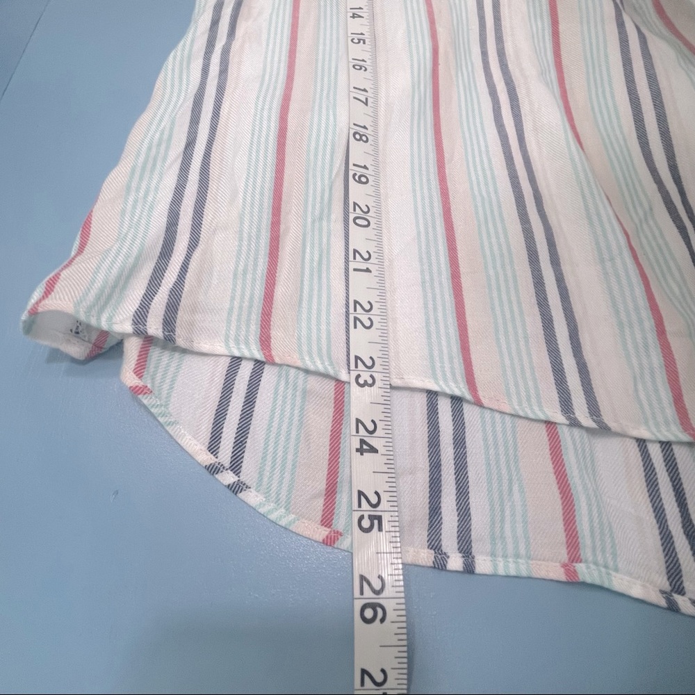 Drew Striped Statement Top Low Back Statement Sleeves Deep Scoopneck XS - Picture 12 of 12